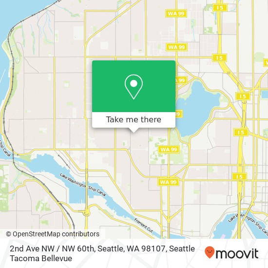 Mapa de 2nd Ave NW / NW 60th, Seattle, WA 98107