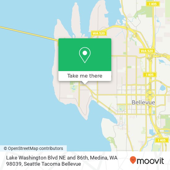 Mapa de Lake Washington Blvd NE and 86th, Medina, WA 98039