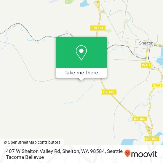 Mapa de 407 W Shelton Valley Rd, Shelton, WA 98584