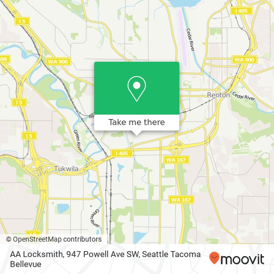 Mapa de AA Locksmith, 947 Powell Ave SW