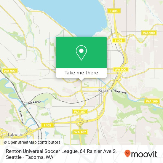 Mapa de Renton Universal Soccer League, 64 Rainier Ave S