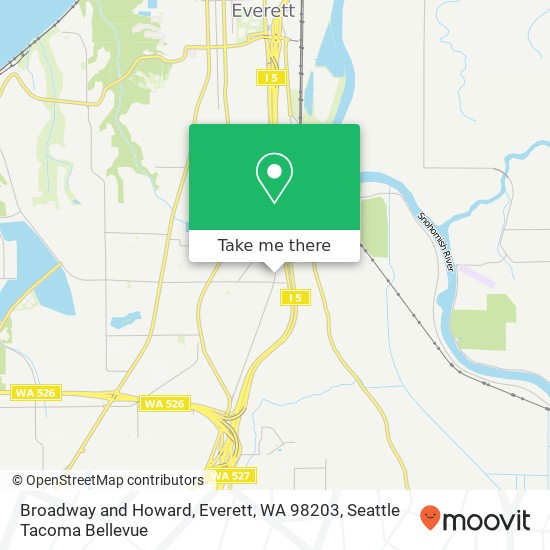 Broadway and Howard, Everett, WA 98203 map