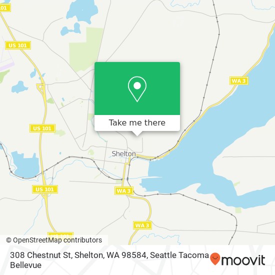 Mapa de 308 Chestnut St, Shelton, WA 98584