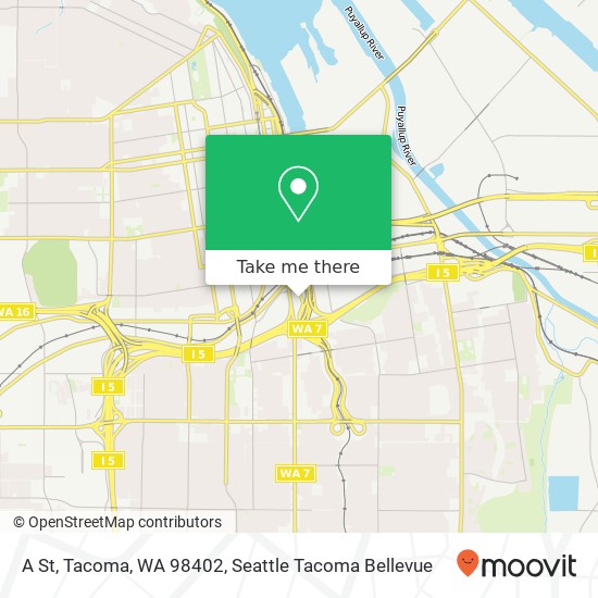 Mapa de A St, Tacoma, WA 98402