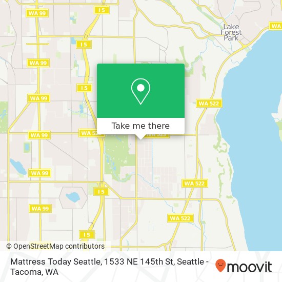 Mapa de Mattress Today Seattle, 1533 NE 145th St