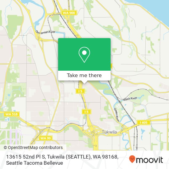 Mapa de 13615 52nd Pl S, Tukwila (SEATTLE), WA 98168