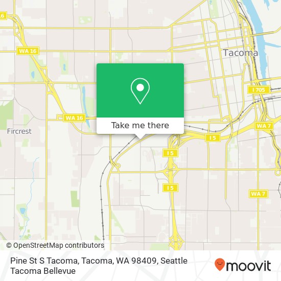 Mapa de Pine St S Tacoma, Tacoma, WA 98409