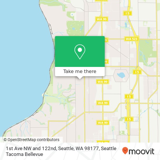 Mapa de 1st Ave NW and 122nd, Seattle, WA 98177