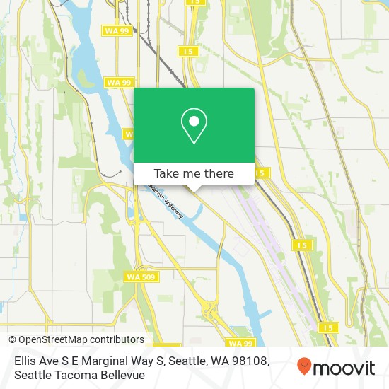 Mapa de Ellis Ave S E Marginal Way S, Seattle, WA 98108
