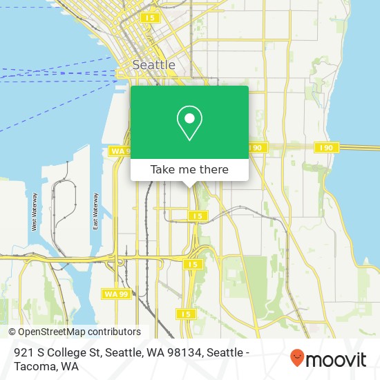 Mapa de 921 S College St, Seattle, WA 98134