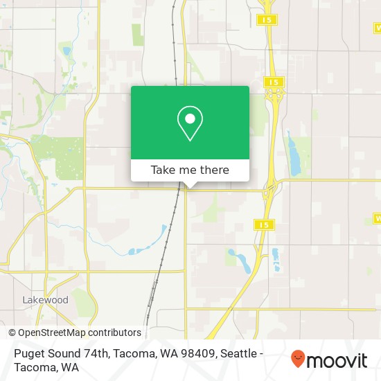 Mapa de Puget Sound 74th, Tacoma, WA 98409