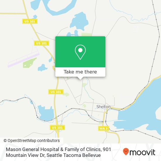 Mapa de Mason General Hospital & Family of Clinics, 901 Mountain View Dr
