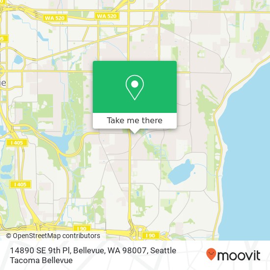 Mapa de 14890 SE 9th Pl, Bellevue, WA 98007