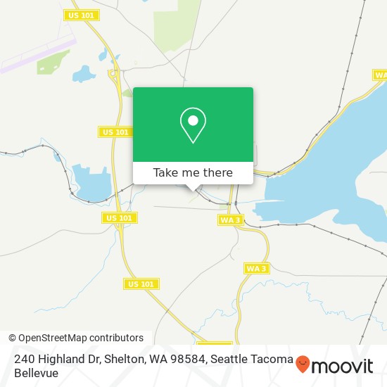 Mapa de 240 Highland Dr, Shelton, WA 98584