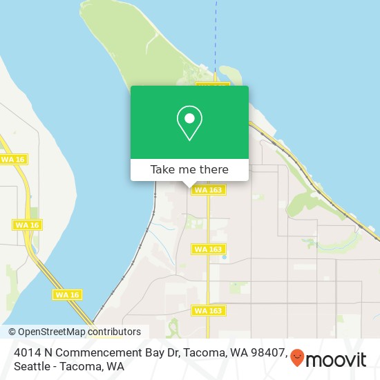 Mapa de 4014 N Commencement Bay Dr, Tacoma, WA 98407