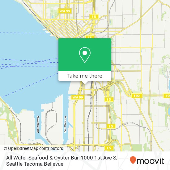Mapa de All Water Seafood & Oyster Bar, 1000 1st Ave S