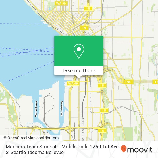 Mapa de Mariners Team Store at T-Mobile Park, 1250 1st Ave S