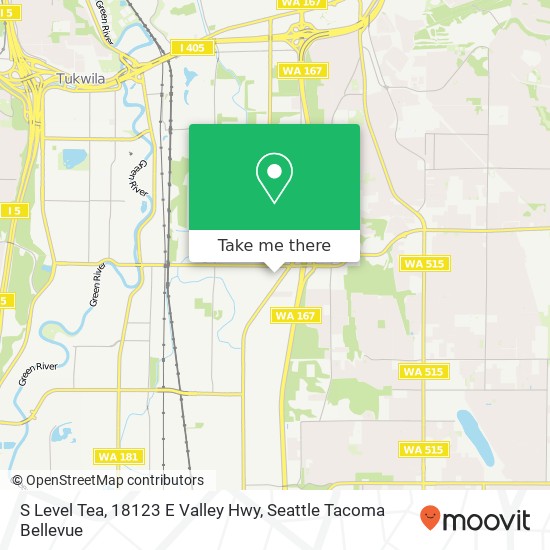 S Level Tea, 18123 E Valley Hwy map