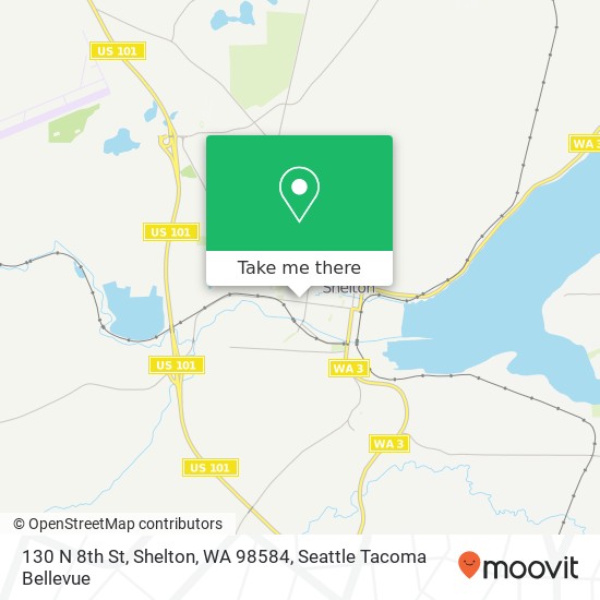 Mapa de 130 N 8th St, Shelton, WA 98584