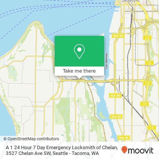 Mapa de A 1 24 Hour 7 Day Emergency Locksmith of Chelan, 3527 Chelan Ave SW