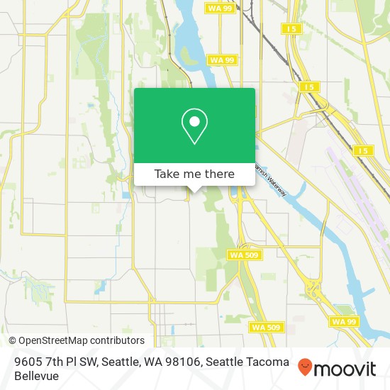 Mapa de 9605 7th Pl SW, Seattle, WA 98106