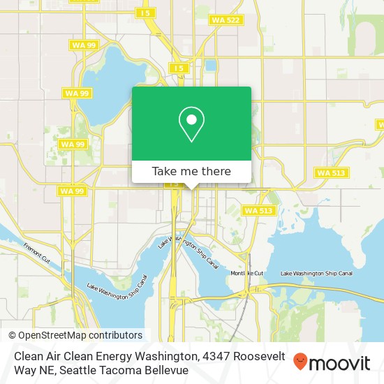 Mapa de Clean Air Clean Energy Washington, 4347 Roosevelt Way NE