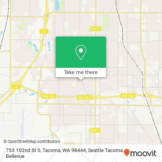 Mapa de 753 102nd St S, Tacoma, WA 98444