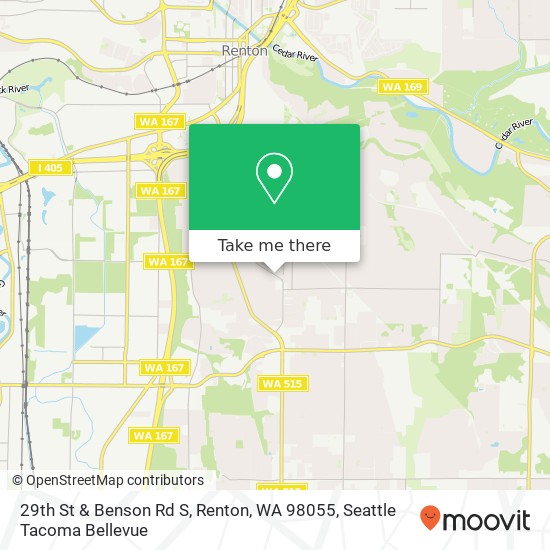 Mapa de 29th St & Benson Rd S, Renton, WA 98055