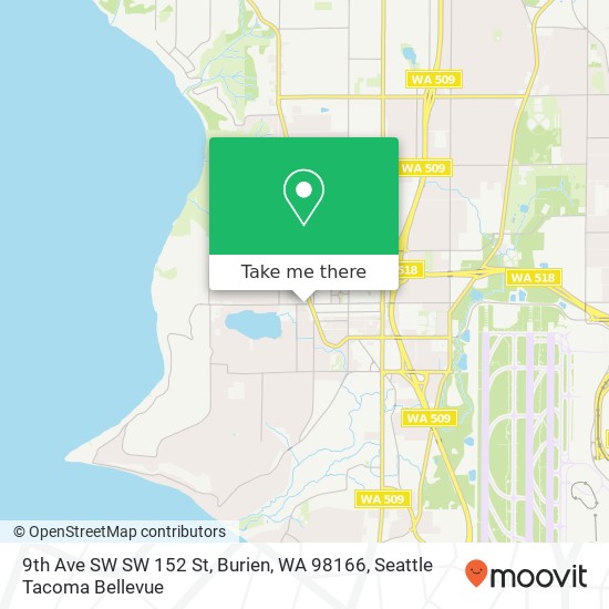 Mapa de 9th Ave SW SW 152 St, Burien, WA 98166