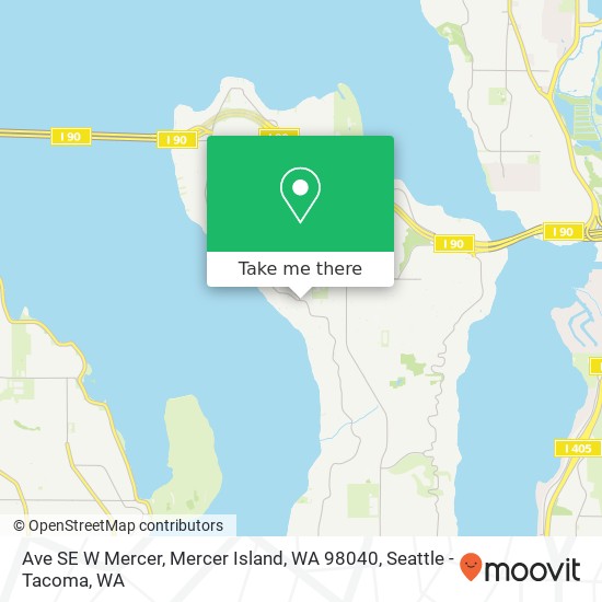 Mapa de Ave SE W Mercer, Mercer Island, WA 98040
