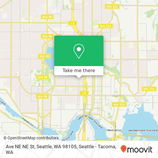 Mapa de Ave NE NE St, Seattle, WA 98105