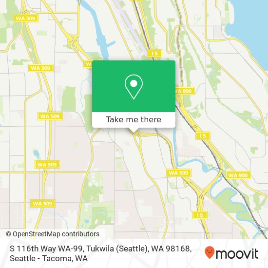 Mapa de S 116th Way WA-99, Tukwila (Seattle), WA 98168