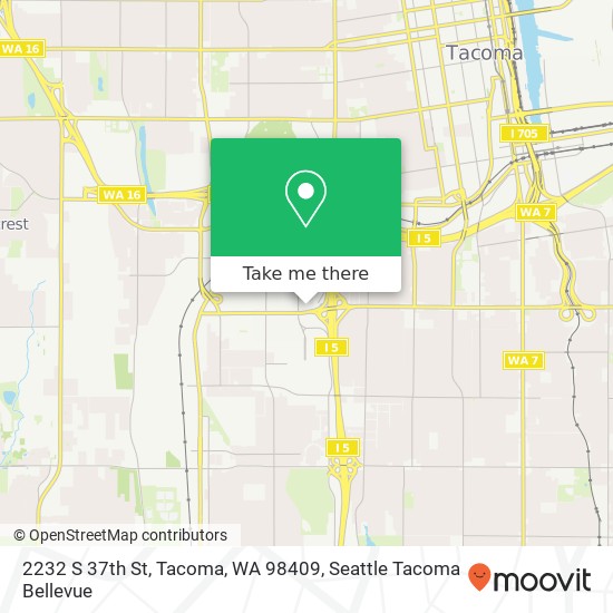 Mapa de 2232 S 37th St, Tacoma, WA 98409