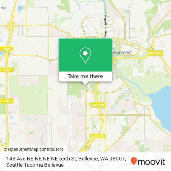 Mapa de 148 Ave NE NE NE NE 55th St, Bellevue, WA 98007