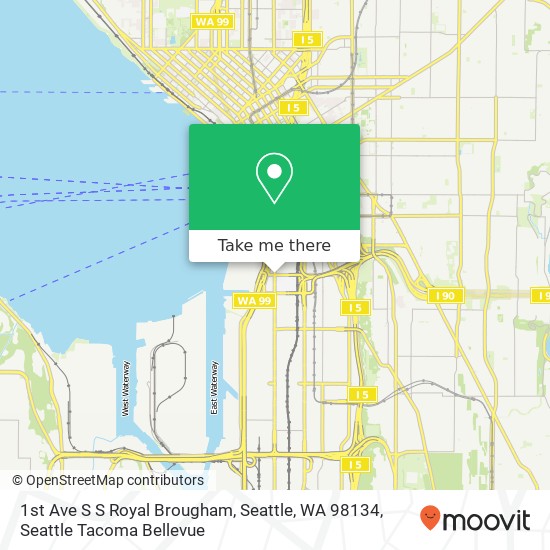 Mapa de 1st Ave S S Royal Brougham, Seattle, WA 98134