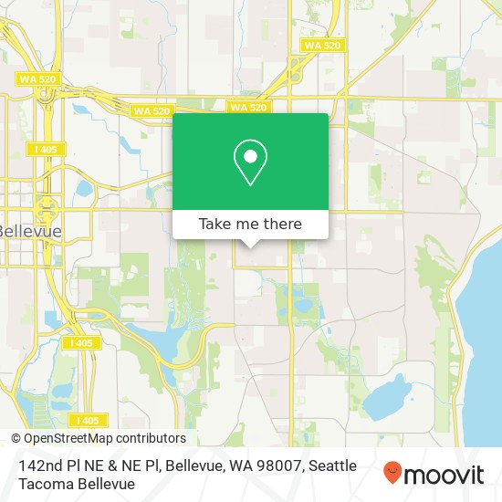 Mapa de 142nd Pl NE & NE Pl, Bellevue, WA 98007