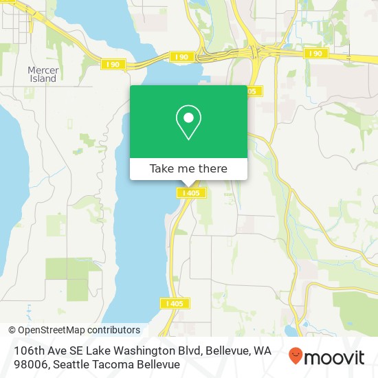 Mapa de 106th Ave SE Lake Washington Blvd, Bellevue, WA 98006