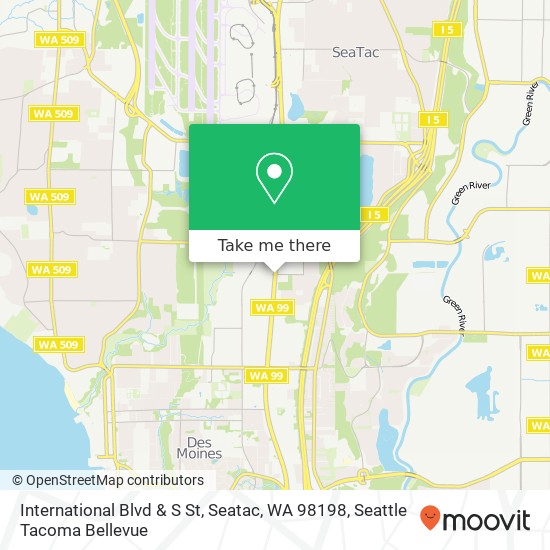Mapa de International Blvd & S St, Seatac, WA 98198