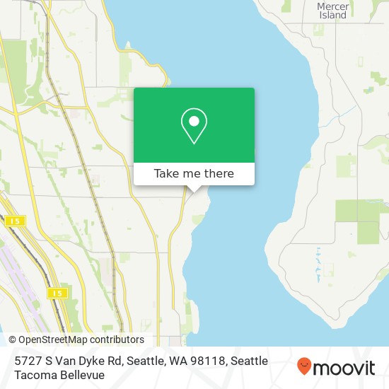 Mapa de 5727 S Van Dyke Rd, Seattle, WA 98118