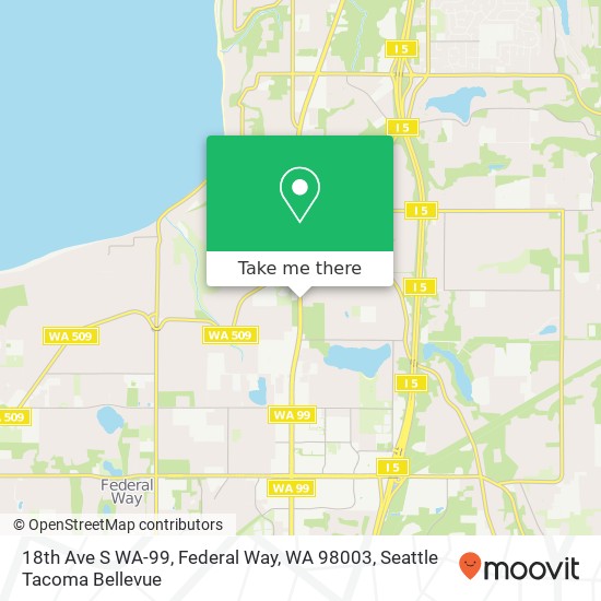 18th Ave S WA-99, Federal Way, WA 98003 map