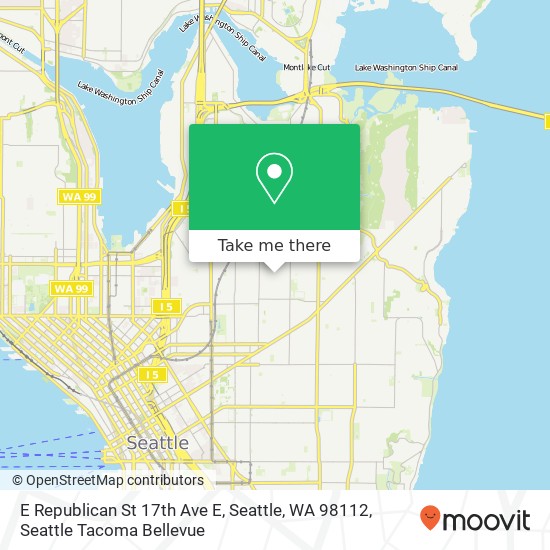 Mapa de E Republican St 17th Ave E, Seattle, WA 98112