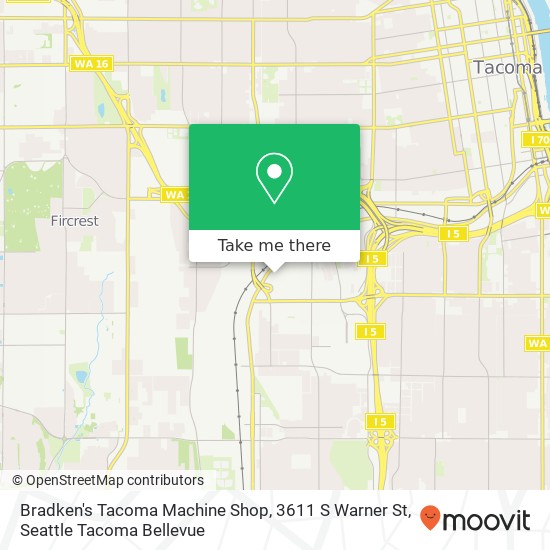 Mapa de Bradken's Tacoma Machine Shop, 3611 S Warner St