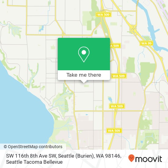 Mapa de SW 116th 8th Ave SW, Seattle (Burien), WA 98146