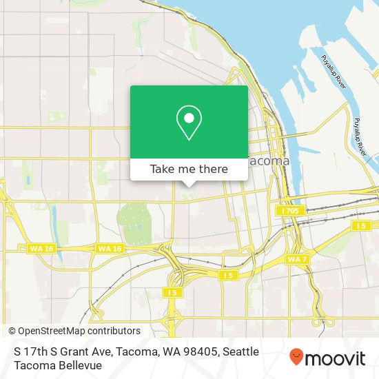 Mapa de S 17th S Grant Ave, Tacoma, WA 98405