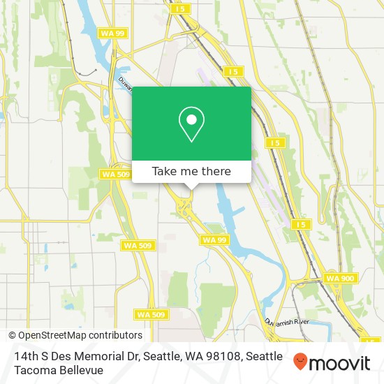 14th S Des Memorial Dr, Seattle, WA 98108 map