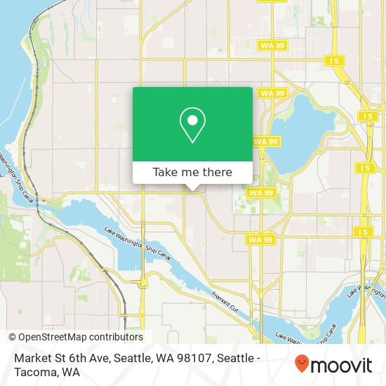 Mapa de Market St 6th Ave, Seattle, WA 98107