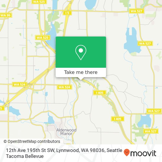 Mapa de 12th Ave 195th St SW, Lynnwood, WA 98036