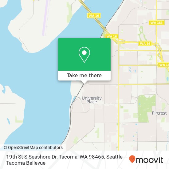 Mapa de 19th St S Seashore Dr, Tacoma, WA 98465