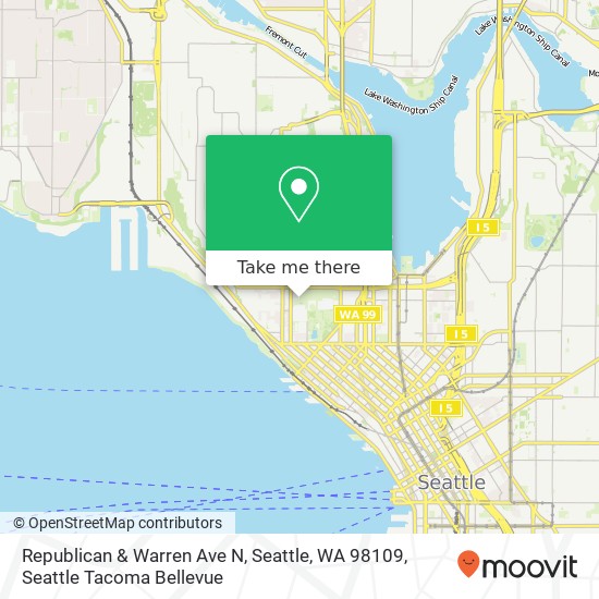 Mapa de Republican & Warren Ave N, Seattle, WA 98109