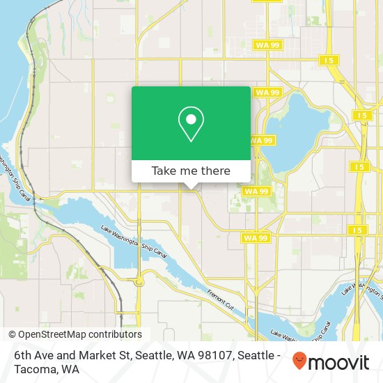 Mapa de 6th Ave and Market St, Seattle, WA 98107